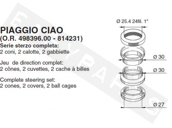 Steering-Head Bearing Kit BUZZETTI Piaggio Citta/ Ciao